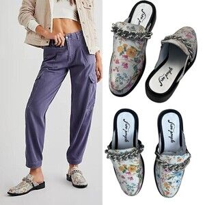 Free People Women's Vida Graden Floral Slip On Loafer Floral Mules NEW Shoes